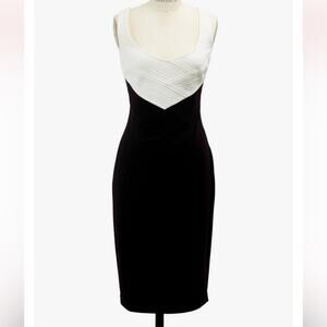 Escada Women’s Vintage 90’s White Black Quilted Cocktail Knee Length Dress Sz 36